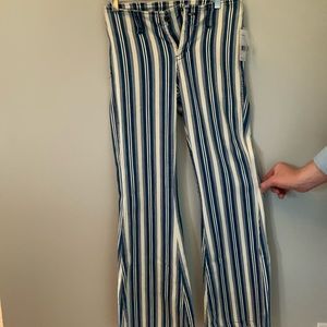 Free People blue/white striped wide leg jeans sz28
